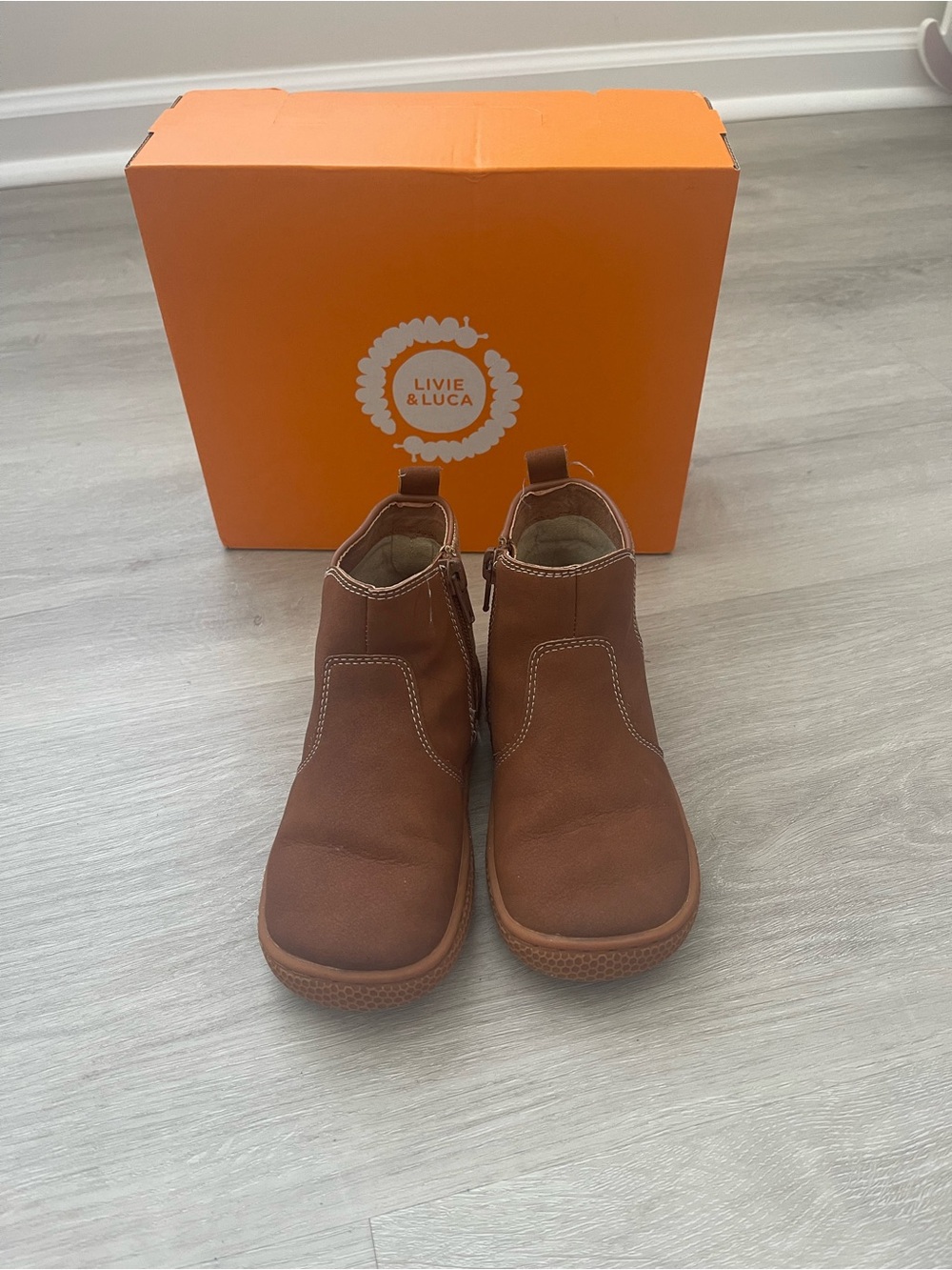 Livie & Luca Brown Slip-On Zip Toddler Boots